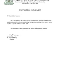 Certificate of Employment