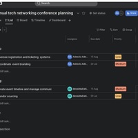 Coordinated and managed tasks for an event