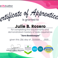Certificate of Apprenticeship as Xero Bookkeeper