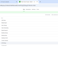 List view of Work Task Tracker