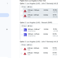 Client email: Travel options shared for review