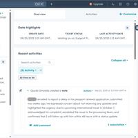 HubSpot ticket management dashboard