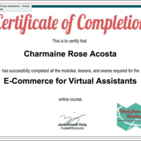 E-commerce for Virtual Assistant Certificate of Completion