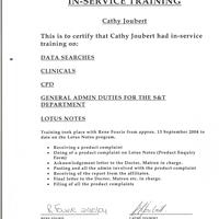 Johnson & Johnson Training Certificate