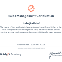 Sales Management Hubspot Academy Certificate