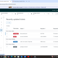 vZendesk ticket dashboard showing organized ticket views