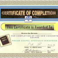 New Convert Course Certificate