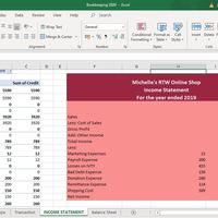 Bookkeeping using Ms Excel Income Statement