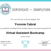Virtual Assistant Bootcamp Certificate of Completion