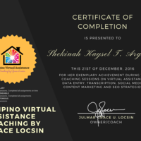Filipino Virtual Assistance Coaching - Gold Certificate