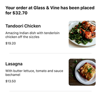 Order Items page-Displays the order placed