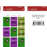 App screens booksharing app