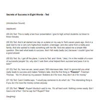 Transcription: Secrets of Success 1