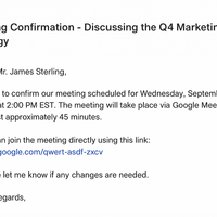 Meeting confirm message