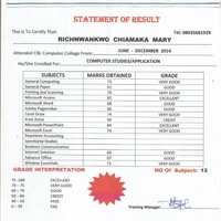 Statement of result 