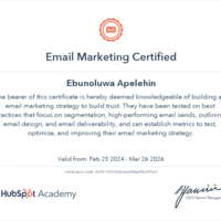 Email marketing certificate from Hobspot Academy