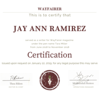 Certificate proving I wrote for Wayfairer under 