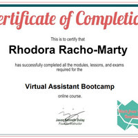 Certificate awarded from Bootcamp