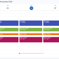 Client Calendar Organized with color coded events