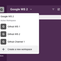 Available workspaces, create new workspace, switch workspace