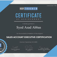 Sales Aount Executive Certification.