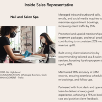 Inside Sales Representative Nail, Salon And Beauty Clinic 