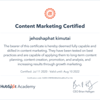Hubspot Content Marketing Certificate