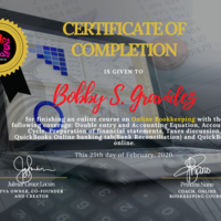 Certificate of Completion of Online Bookkeeping