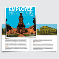 Employee Handbook, front cover and sample spread – Dublin. 