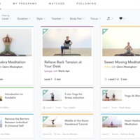 YogaGlo Project List Of Classes Page For Authorized User