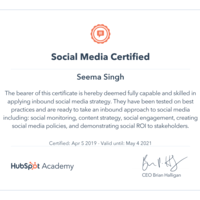 Hubpot- Social Media Certified