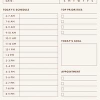 Time planner work sample