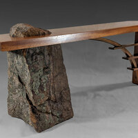 Stone and wood Bridge Bench