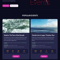 A music event platform where visitors can book events.