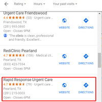 Urgentcarerr | Keywords Ranking | Google Maps