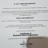 Certificate of my Business name