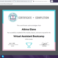 Virtual Assistant BootCamp Certificate