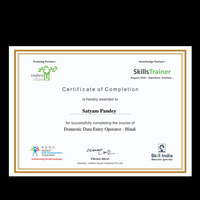 Skill India   data entry certificatep