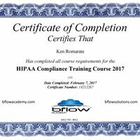 HIPPA Compliance Certificate