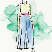 Fashion illustration (ink + watercolor)