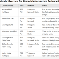 SOCIAL MEDIA CONTENT CALENDAR