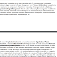 Admissions motivation letter
