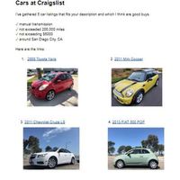 1/2 Research on car listings