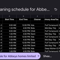 Cleaning schedule for a short term ntal.