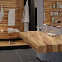 Wooden bathroom rendering with product