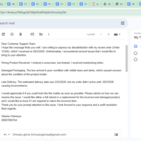 Received an email from customer