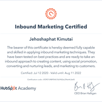 Hubspot Inbound Marketing Certificate