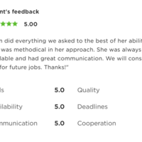My client's feedback about my service