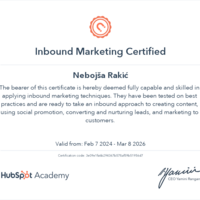 Inbound Marketing Hubspot Academy Certificate