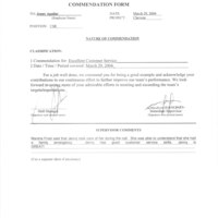 Customer Commendation
